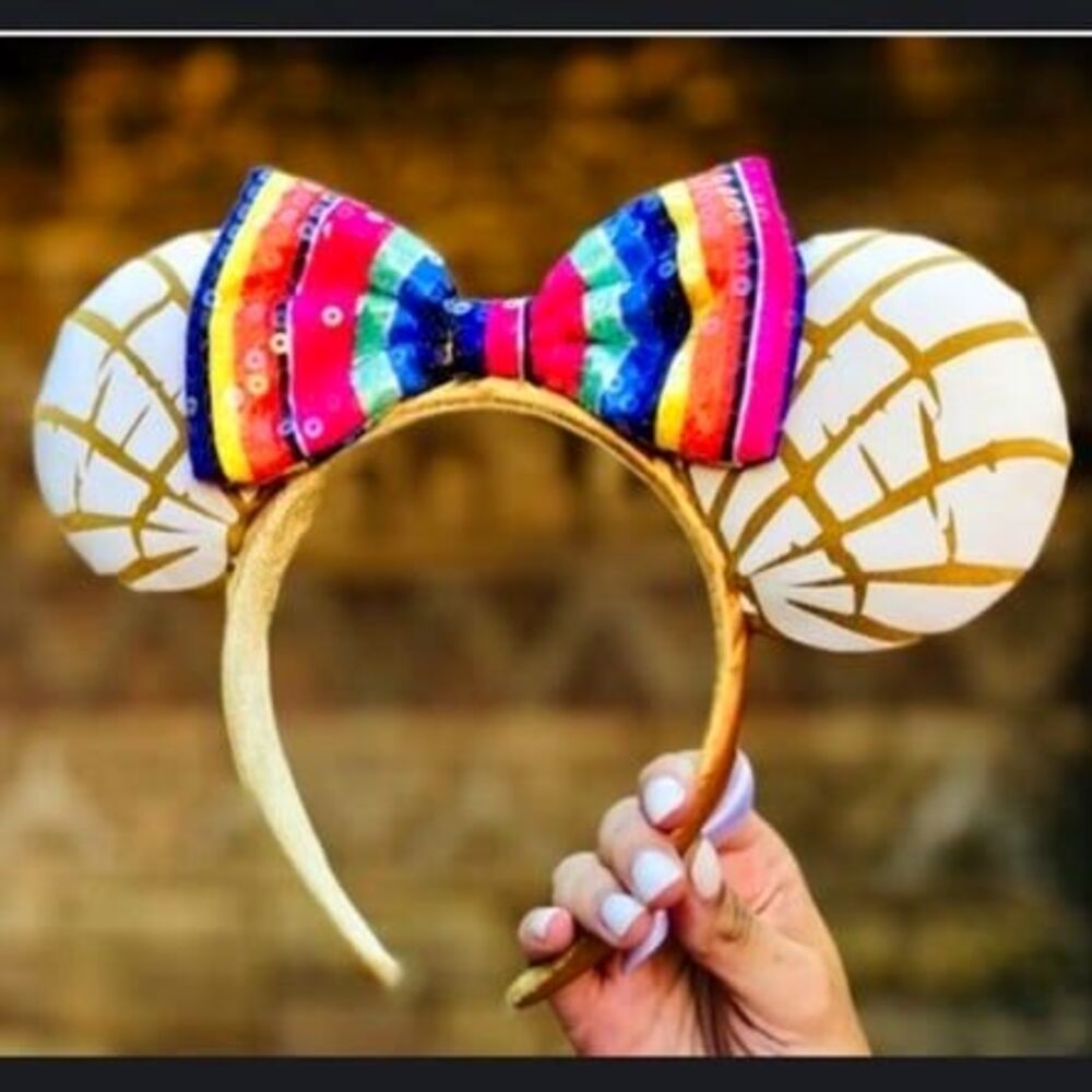 Disney Parks Limited Rainbow Bow Mexican Pan Dulce Concha Minnie Ears Headband
